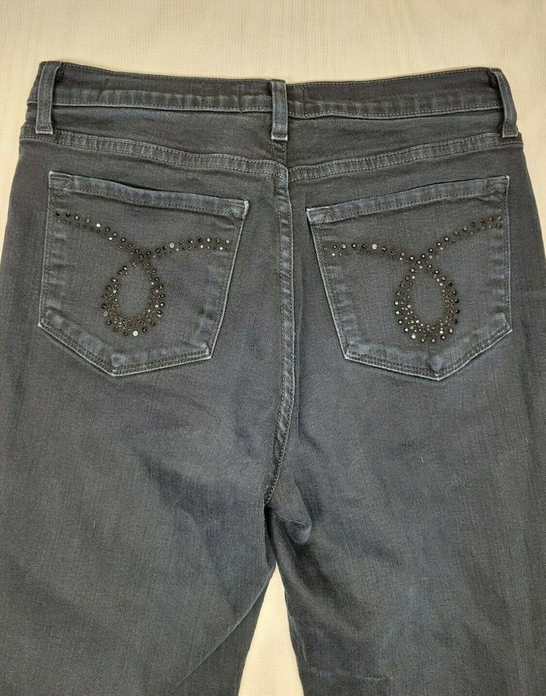 NYDJ Not Your Daughters Jeans Women's SZ 8 Boot Cut Dark Blue Rhinestone Detail - Picture 9 of 11
